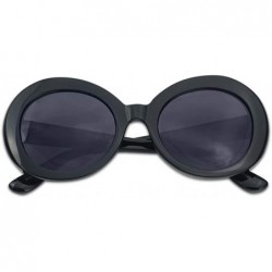 Oval Women's Oversized Thick Round Bold MOD Fashion Jackie O Inspired Sunglasses - Black - CI184TLOTWU $25.29