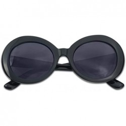 Oval Women's Oversized Thick Round Bold MOD Fashion Jackie O Inspired Sunglasses - Black - CI184TLOTWU $10.39