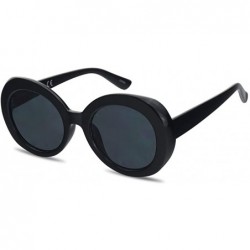 Oval Women's Oversized Thick Round Bold MOD Fashion Jackie O Inspired Sunglasses - Black - CI184TLOTWU $10.39