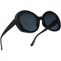 Oval Women's Oversized Thick Round Bold MOD Fashion Jackie O Inspired Sunglasses - Black - CI184TLOTWU $10.39