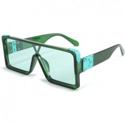 Square One Piece Square Sunglasses for Men Oversized Women Sun Glasses Retro Male Uv400 - Green - CF194XGDGUN $21.45