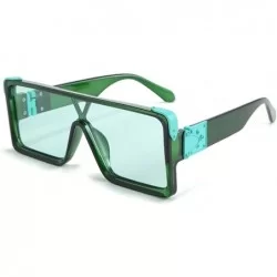 Square One Piece Square Sunglasses for Men Oversized Women Sun Glasses Retro Male Uv400 - Green - CF194XGDGUN $19.82