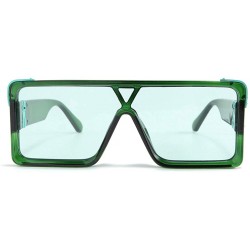 Square One Piece Square Sunglasses for Men Oversized Women Sun Glasses Retro Male Uv400 - Green - CF194XGDGUN $22.53