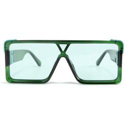 Square One Piece Square Sunglasses for Men Oversized Women Sun Glasses Retro Male Uv400 - Green - CF194XGDGUN $12.76