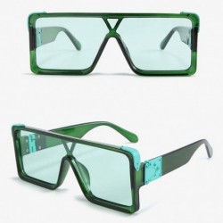 Square One Piece Square Sunglasses for Men Oversized Women Sun Glasses Retro Male Uv400 - Green - CF194XGDGUN $12.76