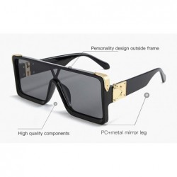 Square One Piece Square Sunglasses for Men Oversized Women Sun Glasses Retro Male Uv400 - Green - CF194XGDGUN $22.53