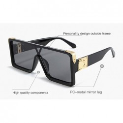 Square One Piece Square Sunglasses for Men Oversized Women Sun Glasses Retro Male Uv400 - Green - CF194XGDGUN $12.76