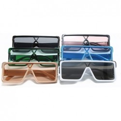 Square One Piece Square Sunglasses for Men Oversized Women Sun Glasses Retro Male Uv400 - Green - CF194XGDGUN $12.76