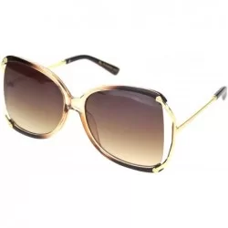 Butterfly Womens Luxury Exposed Side Lens Squared Butterfly Sunglasses - Brown Gradient Brown - CX18NUX3O64 $24.05