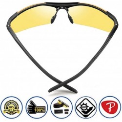 Rectangular Night Driving Glasses - Anti Glare Polarized Safety Yellow Glasses for Men Women - Black Frame/(Yellow Lens) - CA...