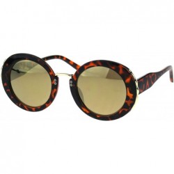 Round Womens Designer Style Sunglasses Round Vintage Fashion Shades UV 400 - Tortoise (Gold Mirror) - CZ18OE43O33 $22.17
