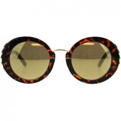 Round Womens Designer Style Sunglasses Round Vintage Fashion Shades UV 400 - Tortoise (Gold Mirror) - CZ18OE43O33 $10.94