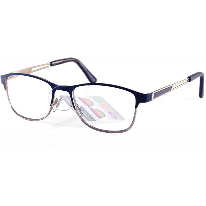 Square Fashion Multifocal Progressive Reader Rectangle Square Metal Frame Spring Hinge A301 - Blue - CX1967AUGCD $14.93