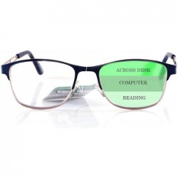 Square Fashion Multifocal Progressive Reader Rectangle Square Metal Frame Spring Hinge A301 - Blue - CX1967AUGCD $14.93