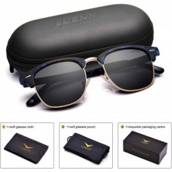 Sport Mens Semi Rimless Sunglasses Polarized Womens UV 400 Protection with Case - Tortoise Blue/Non-mirror - CT18SCNM4ET $24.91
