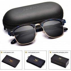 Sport Mens Semi Rimless Sunglasses Polarized Womens UV 400 Protection with Case - Tortoise Blue/Non-mirror - CT18SCNM4ET $13.31