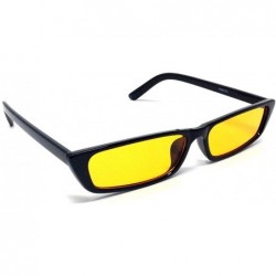 Square Slim Rectangular Minimal Classic Mod Sunglasses - Black Frame - CO18L8ZG5G9 $18.85