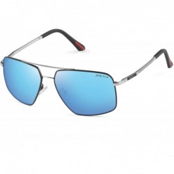 Aviator New Fashion Metal Frame Polarized Square Sunglasses for Men and Women - Silver/Ice Blue - CV18RAQL7EU $18.44