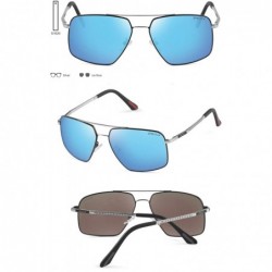 Aviator New Fashion Metal Frame Polarized Square Sunglasses for Men and Women - Silver/Ice Blue - CV18RAQL7EU $18.44