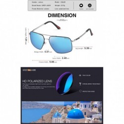 Aviator New Fashion Metal Frame Polarized Square Sunglasses for Men and Women - Silver/Ice Blue - CV18RAQL7EU $18.44