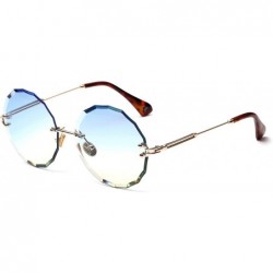 Rimless Vintage Frameless Round Metal Legs Clear Gradient Sunglasses Women UV400 - Blue Yellow - CH198CIOCAD $22.73
