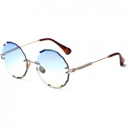 Rimless Vintage Frameless Round Metal Legs Clear Gradient Sunglasses Women UV400 - Blue Yellow - CH198CIOCAD $9.70