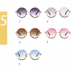Rimless Vintage Frameless Round Metal Legs Clear Gradient Sunglasses Women UV400 - Blue Yellow - CH198CIOCAD $9.70