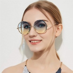 Rimless Vintage Frameless Round Metal Legs Clear Gradient Sunglasses Women UV400 - Blue Yellow - CH198CIOCAD $9.70
