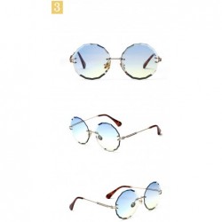 Rimless Vintage Frameless Round Metal Legs Clear Gradient Sunglasses Women UV400 - Blue Yellow - CH198CIOCAD $9.70