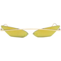 Rimless Retro Small Cat Eye Rimless Sunglasses Metal Frame Transparent Lens - Gold - CH18ZSHOHGU $14.22