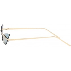 Rimless Retro Small Cat Eye Rimless Sunglasses Metal Frame Transparent Lens - Gold - CH18ZSHOHGU $14.22