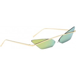Rimless Retro Small Cat Eye Rimless Sunglasses Metal Frame Transparent Lens - Gold - CH18ZSHOHGU $14.22