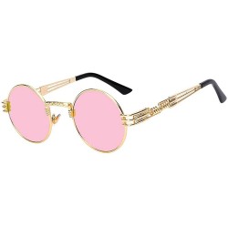 Round Steampunk Gothic - 002 Retro Vintage Hippie Colored Metal Round Circle Frame Sunglasses Colored Lens - C818OA89RZ9 $9.83