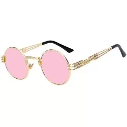 Round Steampunk Gothic - 002 Retro Vintage Hippie Colored Metal Round Circle Frame Sunglasses Colored Lens - C818OA89RZ9 $23.91