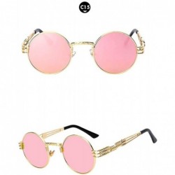 Round Steampunk Gothic - 002 Retro Vintage Hippie Colored Metal Round Circle Frame Sunglasses Colored Lens - C818OA89RZ9 $9.83