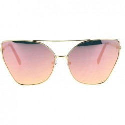 Cat Eye Womens Colored Mirror Flat Panel Oversize Metal Rim Cat Eye Sunglasses - Gold Pink - CS17Z4K8CWK $24.24