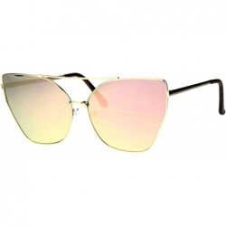 Cat Eye Womens Colored Mirror Flat Panel Oversize Metal Rim Cat Eye Sunglasses - Gold Pink - CS17Z4K8CWK $12.44