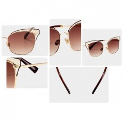 Aviator Women's new sunglasses- fashion metal hollow cat eye sunglasses sunglasses - D - CI18S5C8WXH $51.42