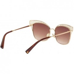 Aviator Women's new sunglasses- fashion metal hollow cat eye sunglasses sunglasses - D - CI18S5C8WXH $51.42