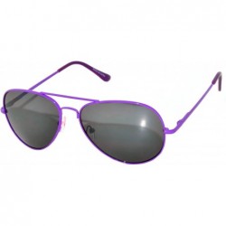 Aviator Full Mirror Lens Colored Metal Frame with Spring Hinge - Purple_smoke_lens - CJ121JE4R1Z $18.22