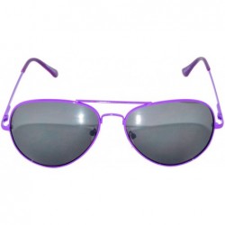 Aviator Full Mirror Lens Colored Metal Frame with Spring Hinge - Purple_smoke_lens - CJ121JE4R1Z $8.15