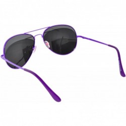 Aviator Full Mirror Lens Colored Metal Frame with Spring Hinge - Purple_smoke_lens - CJ121JE4R1Z $8.15