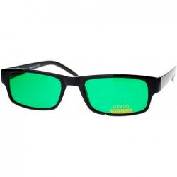 Rectangular Black Rectangle Frame Color Lens Sunglasses Spring Hinge - Black - CS1880N5AUM $10.23