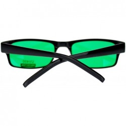 Rectangular Black Rectangle Frame Color Lens Sunglasses Spring Hinge - Black - CS1880N5AUM $10.23