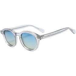 Oval Johnny Depp Tony Stark Oval Sunglasses Fashion Men Women Vintage Sunglasses Transparent Sunglasses Gradation Lens - C018...