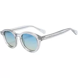 Oval Johnny Depp Tony Stark Oval Sunglasses Fashion Men Women Vintage Sunglasses Transparent Sunglasses Gradation Lens - C018...