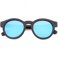 Shield Design Retro Men Sunglasses Polarized UV400 Glasses Handmade Bamboo Wood Men And Women - Ice Blue - CM198A0Q4Z3 $45.90