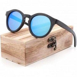 Shield Design Retro Men Sunglasses Polarized UV400 Glasses Handmade Bamboo Wood Men And Women - Ice Blue - CM198A0Q4Z3 $45.90