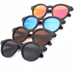 Shield Design Retro Men Sunglasses Polarized UV400 Glasses Handmade Bamboo Wood Men And Women - Ice Blue - CM198A0Q4Z3 $45.90