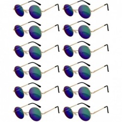 Round 12 Pack Small Round Retro Vintage Circle Style Sunglasses Colored Metal Frame - CO185335UT5 $40.76